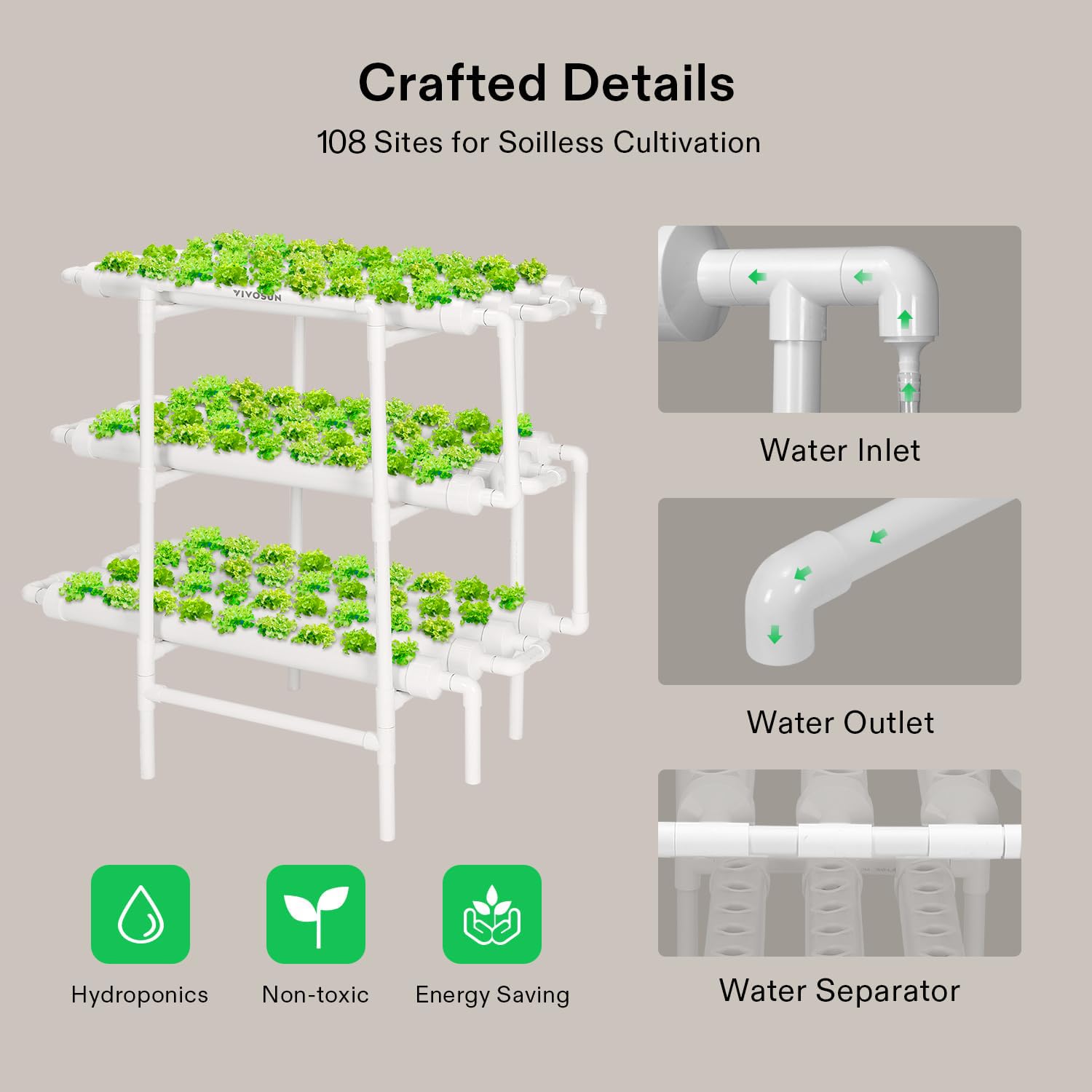 VIVOSUN durable food-grade PVC-U pipes for safe long-term use