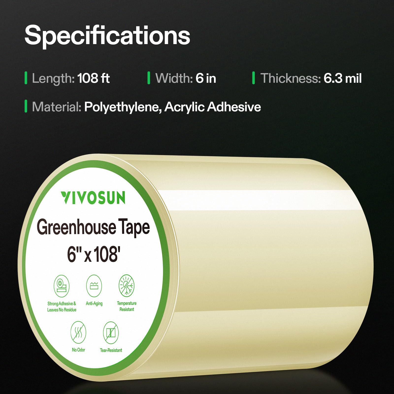 VIVOSUN durable repair tape for tents, tarps, and outdoor covers.
