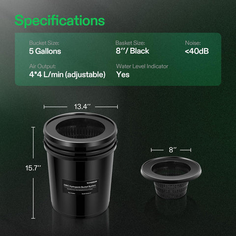 VIVOSUN DWC 5-gallon buckets; independent units support multi-variety cultivation.