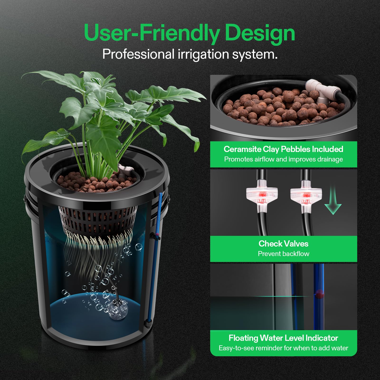 VIVOSUN DWC air tubes and stones ensuring quiet, continuous aeration