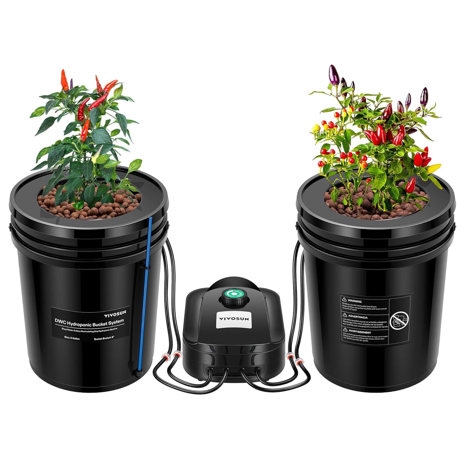 VIVOSUN DWC top drip kit setup; promotes efficient nutrient circulation.