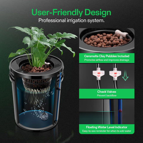 VIVOSUN water inlet tubes ensure even nutrient distribution across each bucket