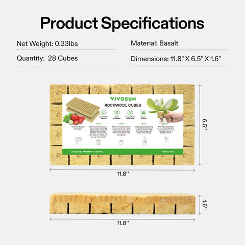 VIVOSUN easy-to-observe rockwool sheet for monitoring growth