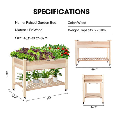 VIVOSUN garden bed with mobile wheels for effortless relocation on a deck or patio.