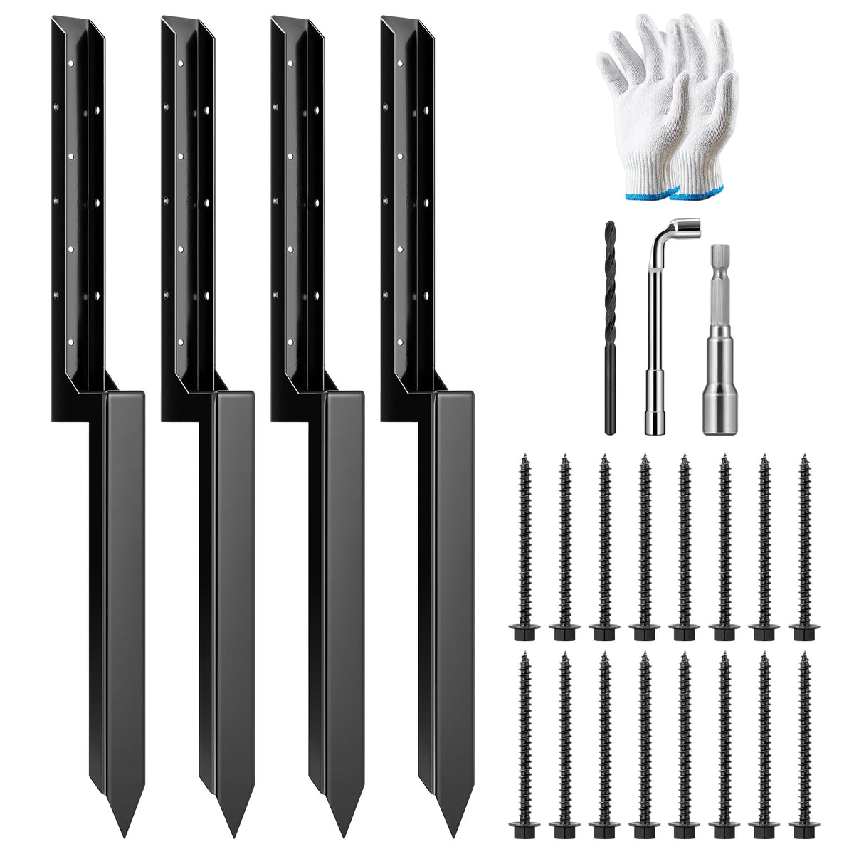 VIVOSUN fence post repair kit ground spike stabilizes posts in windy conditions.