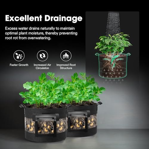 Harvest window on VIVOSUN bag provides easy access for picking