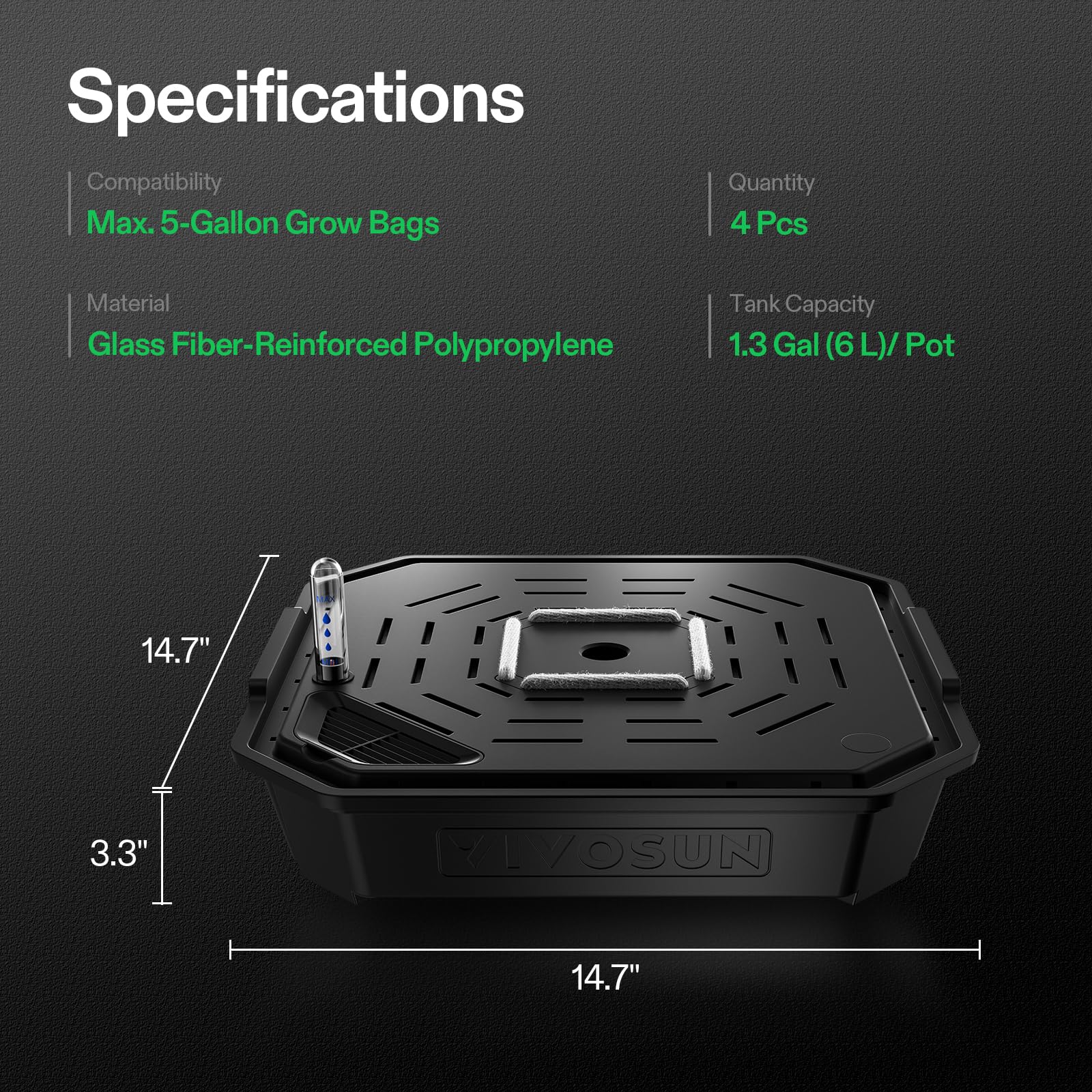 VIVOSUN FlexFeed 1.3-gallon tank provides extended hydration