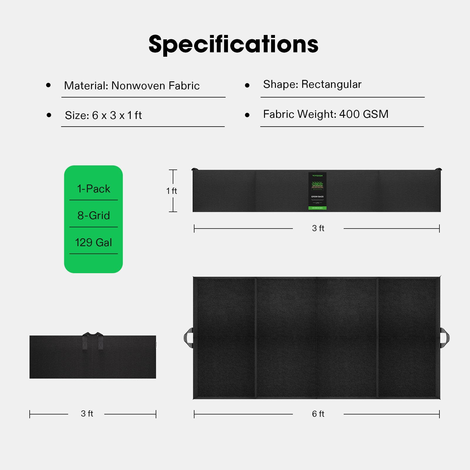 Bag folded compactly for storage and easy cleaning with VIVOSUN design.