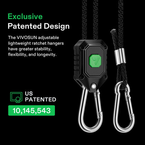 VIVOSUN galvanized steel carabiners resist wear for secure mounting.