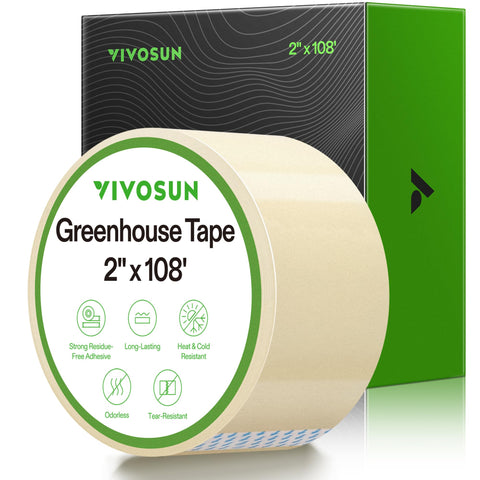 VIVOSUN greenhouse repair tape seals a clear, weatherproof patch on plastic