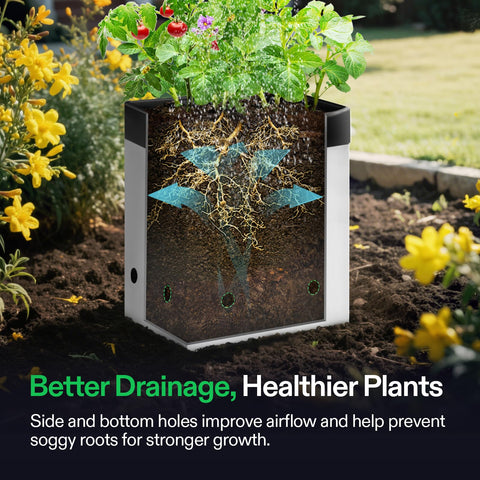 VIVOSUN grow bag side drainage holes enhance airflow and drainage.