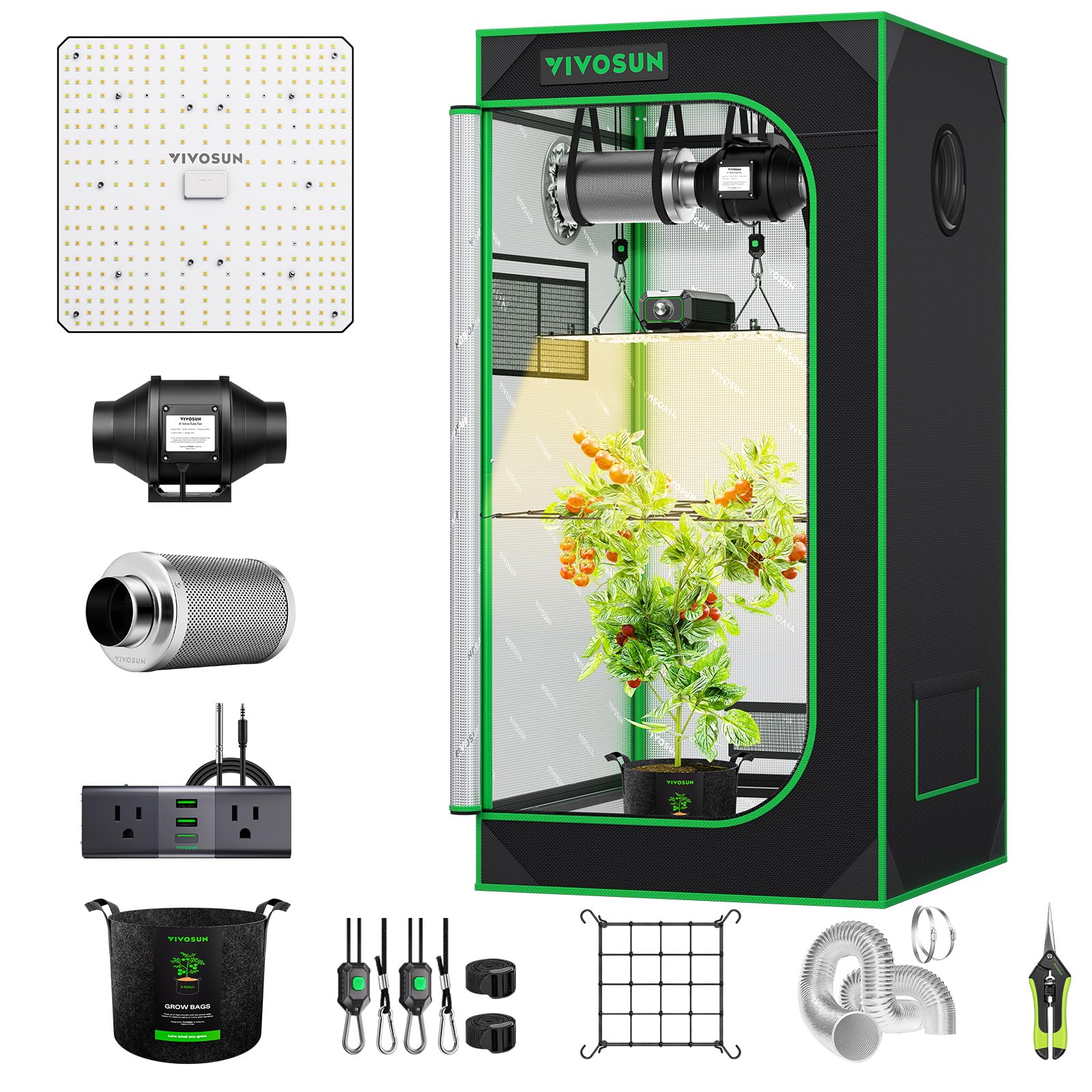 VIVOSUN grow tent kit interior view for beginner cultivation