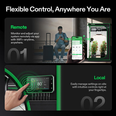 VIVOSUN GrowHub app dashboard enables remote climate control.