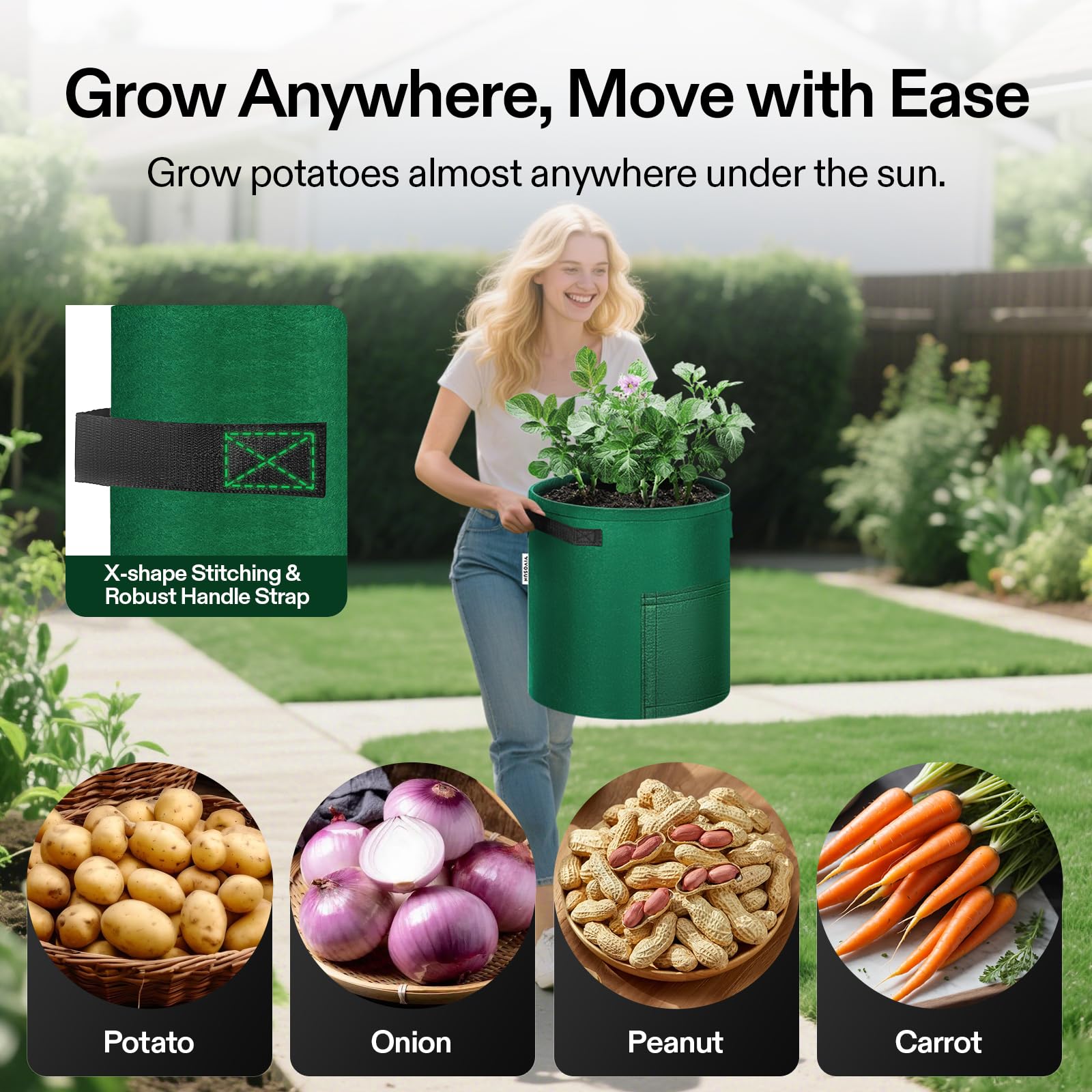 VIVOSUN harvest-friendly bag offering easy access to freshly grown potatoes.