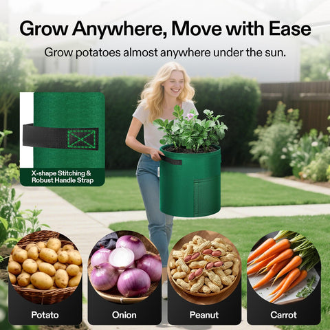 VIVOSUN harvest-friendly bag offering easy access to freshly grown potatoes.