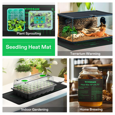 VIVOSUN compact heat mat design highlights durable, flexible surface.