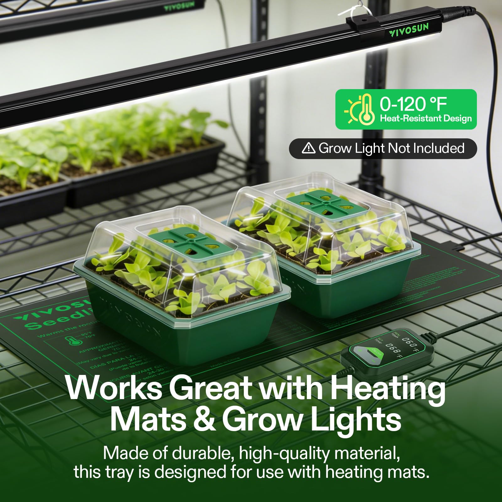 VIVOSUN heat mat with IP67 waterproof surface for easy cleaning.