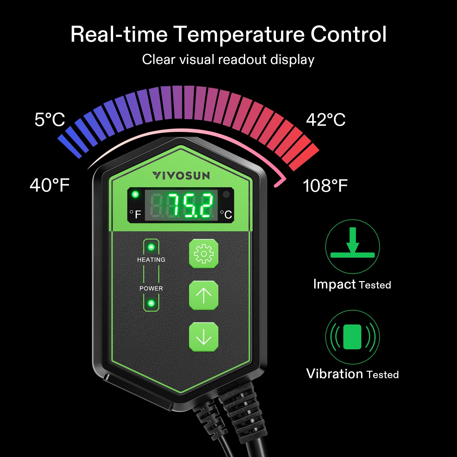 VIVOSUN hexagonal controller body with durable, rust-free construction.