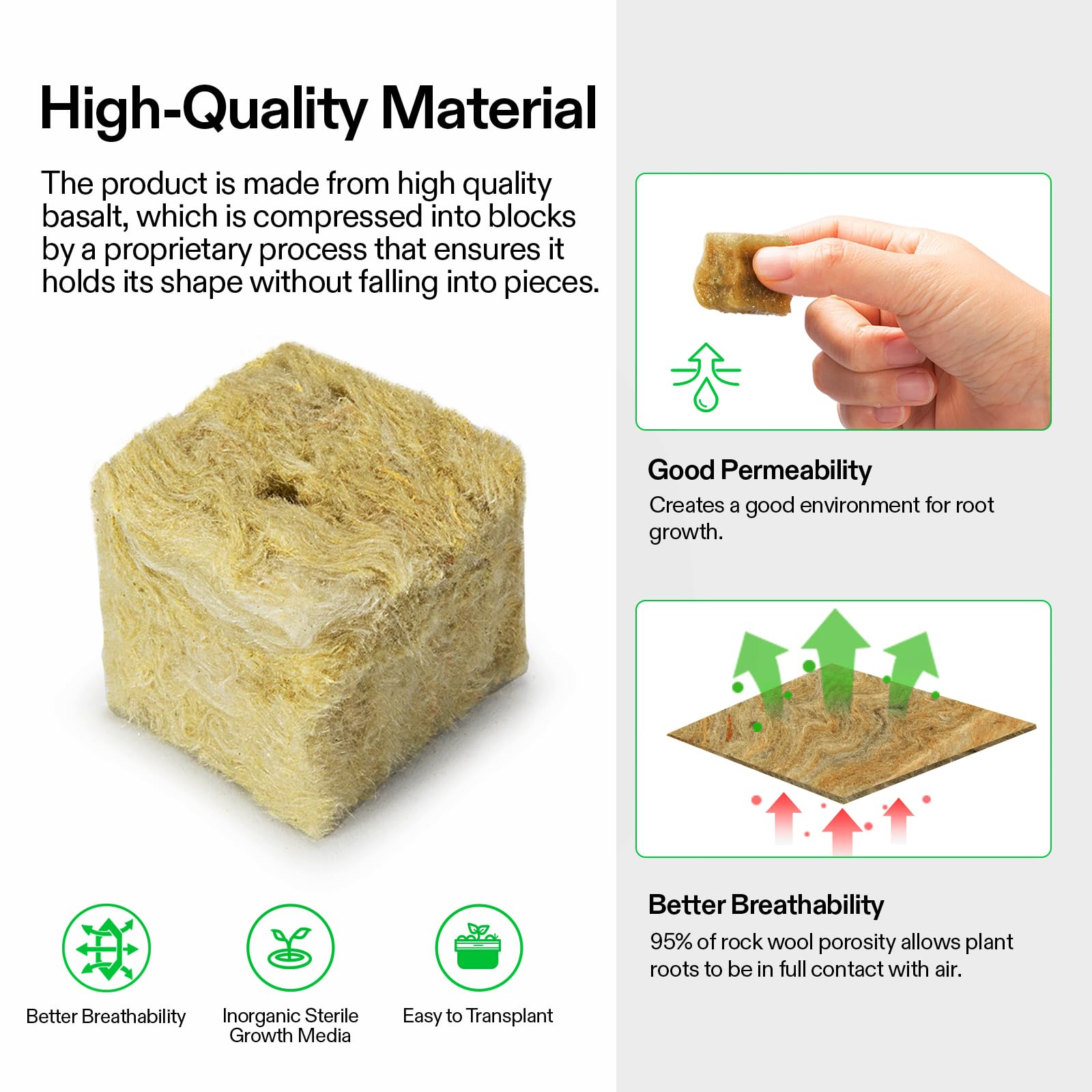 VIVOSUN hydroponics-ready rockwool cubes for clean grows
