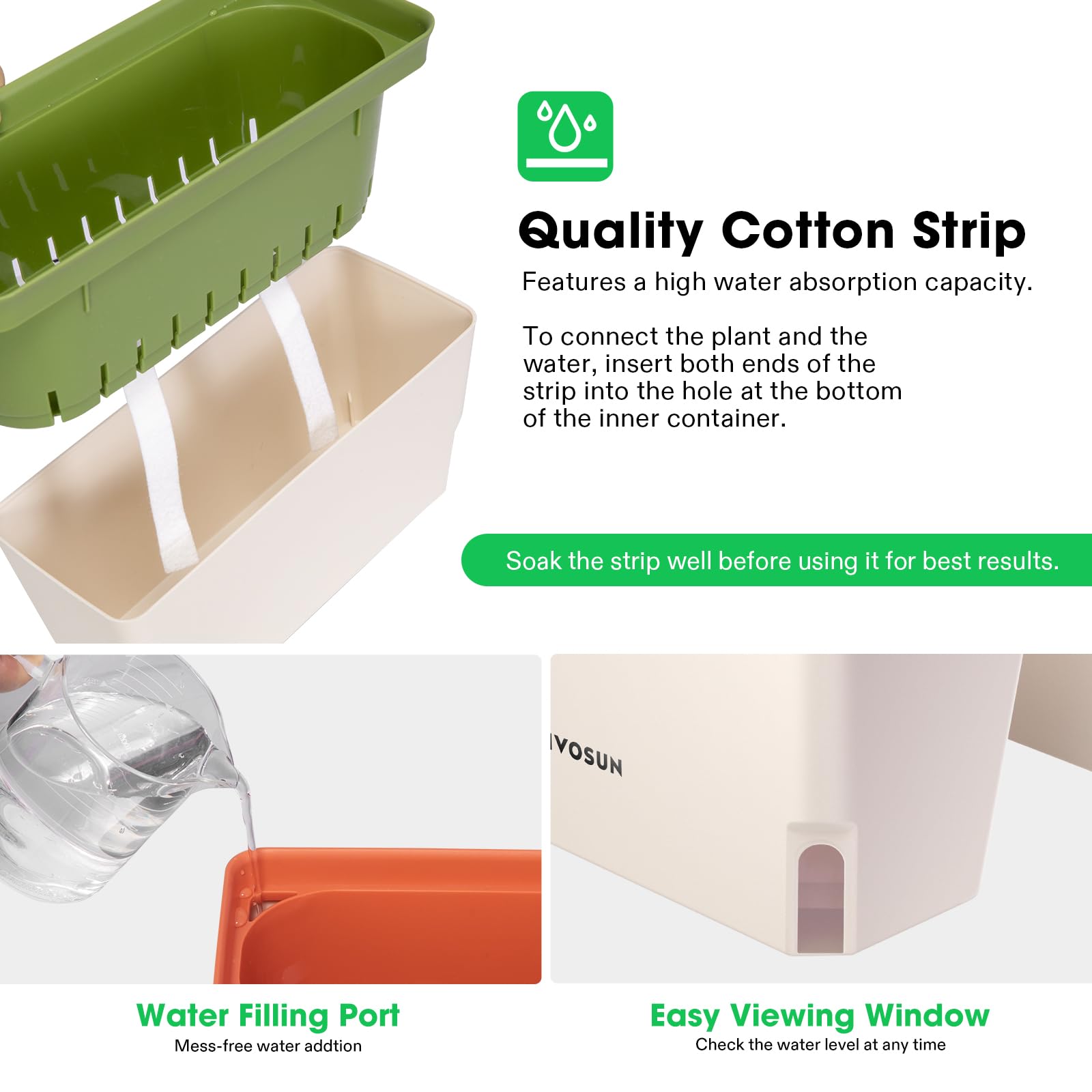 Inner elevated container supports healthy root growth in the VIVOSUN planter.
