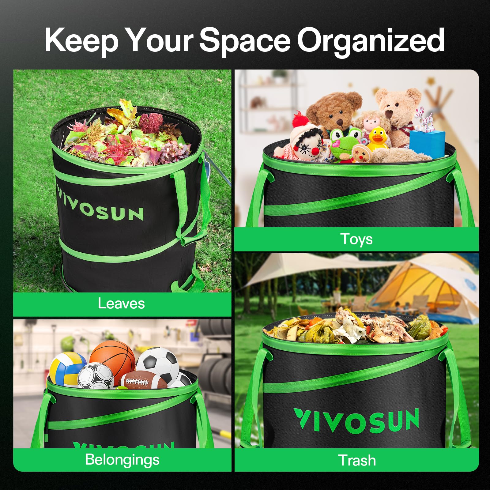 VIVOSUN large-capacity yard waste bag for leaves, twigs, and grass clippings