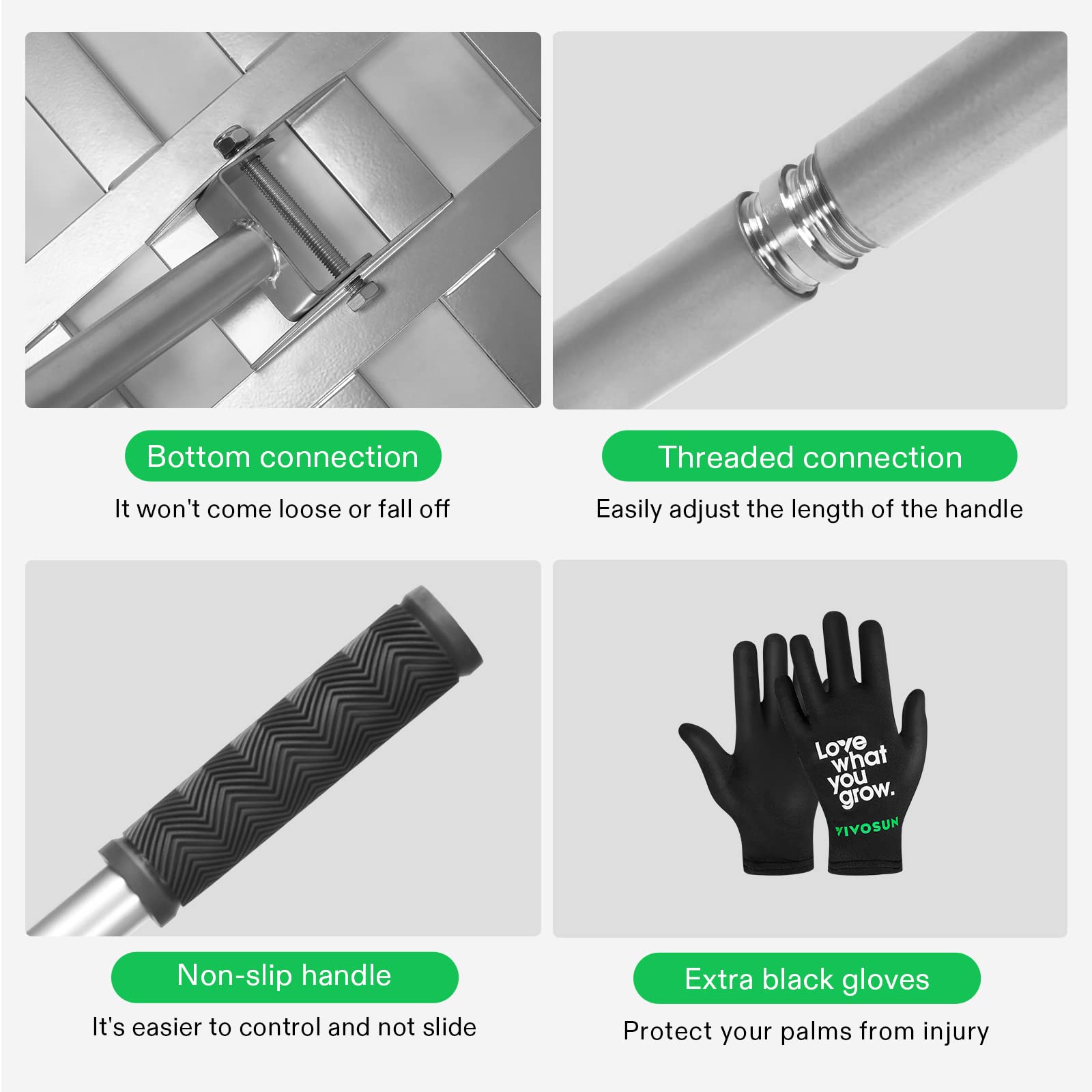 VIVOSUN rustproof spray coating maintains smooth operation and longevity.