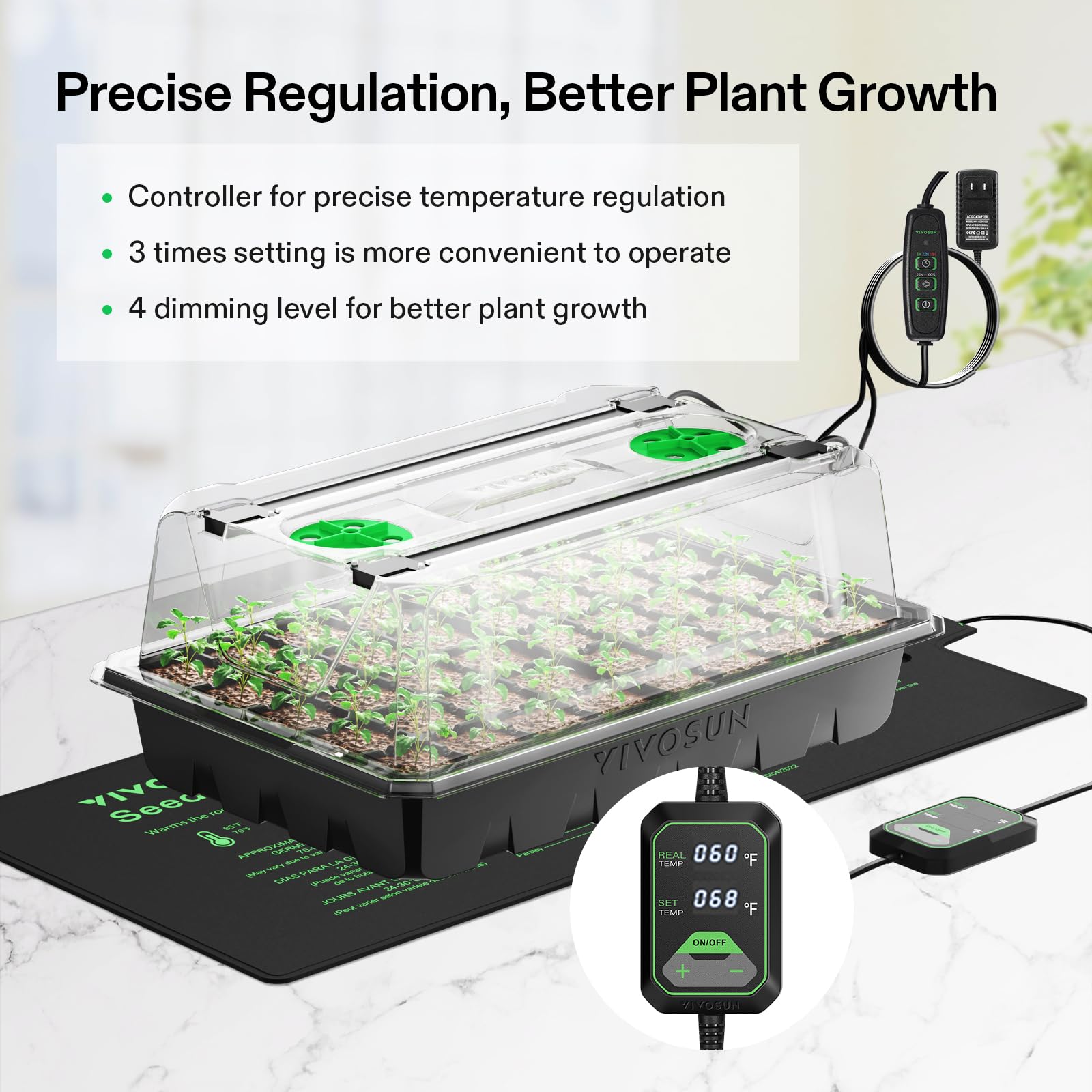 VIVOSUN LED light bars provide extra illumination for stronger seedlings.