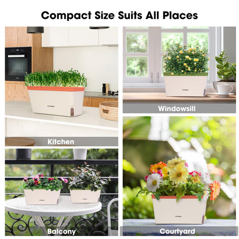 Lightweight, durable plastic makes moving the planter easy.