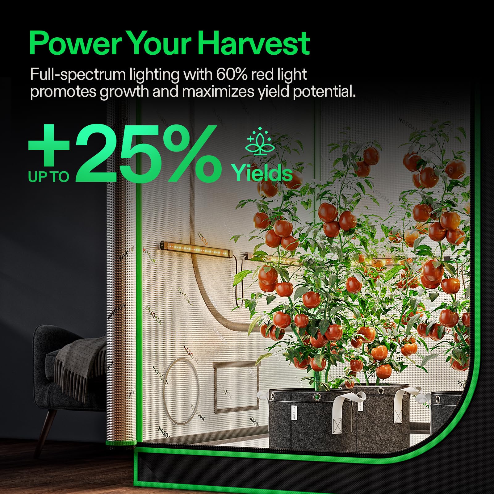 VIVOSUN Lumaray full-spectrum with 60 percent red light supports flowering stages