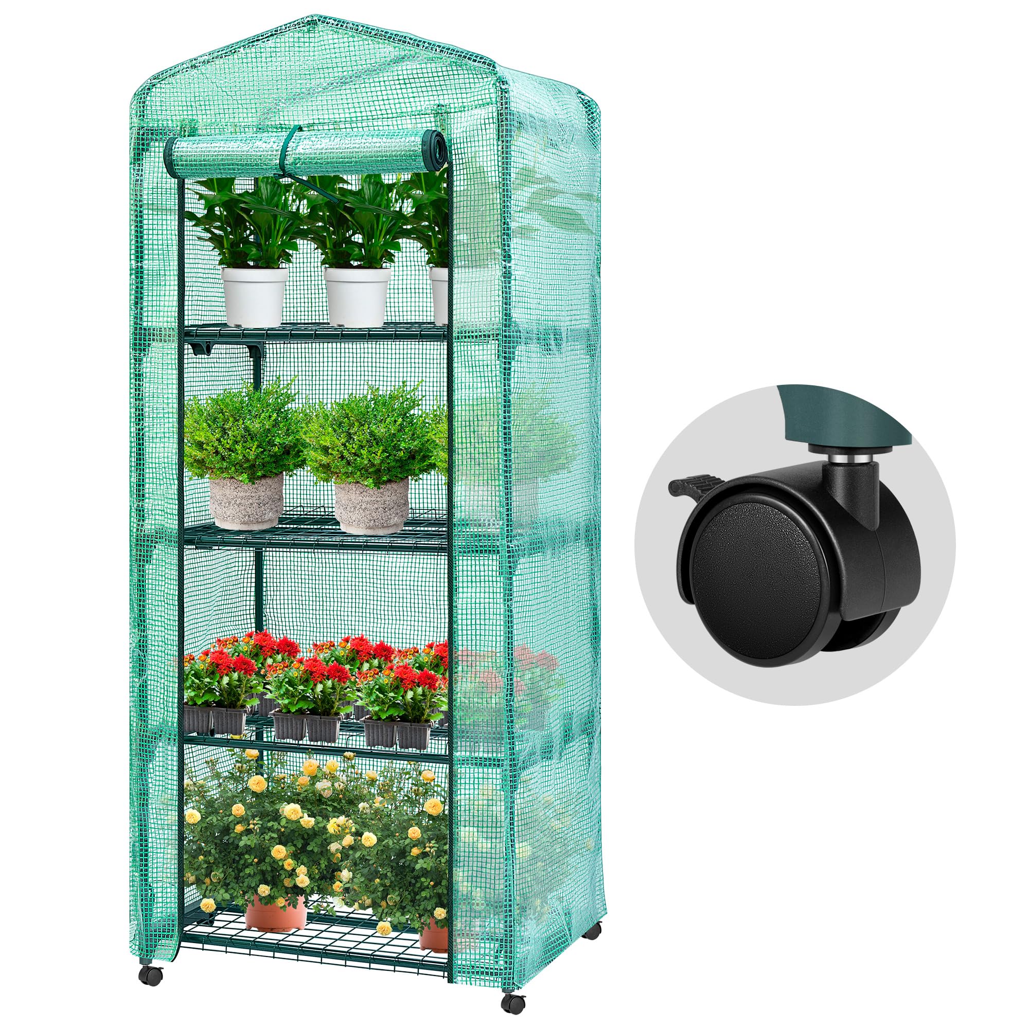 VIVOSUN Mini 4-Tier Greenhouse frame view showing sturdy steel construction for long-lasting use