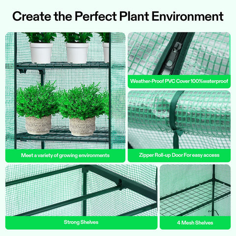 VIVOSUN Deep shelves arranged for seed trays and pots to maximize space