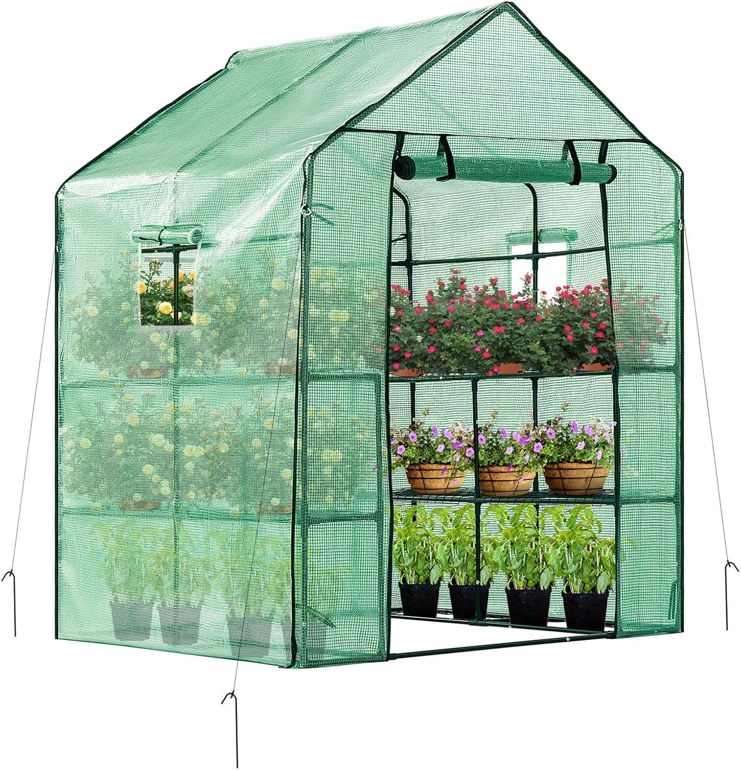 VIVOSUN mini walk-in greenhouse with window for bright seedlings