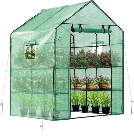 VIVOSUN mini walk-in greenhouse with window for bright seedlings