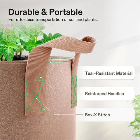 VIVOSUN multipurpose grow bags suit indoor or outdoor garden setups.