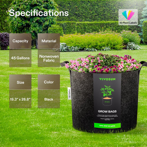 VIVOSUN nonwoven fabric grow bag promotes breathable root environment.