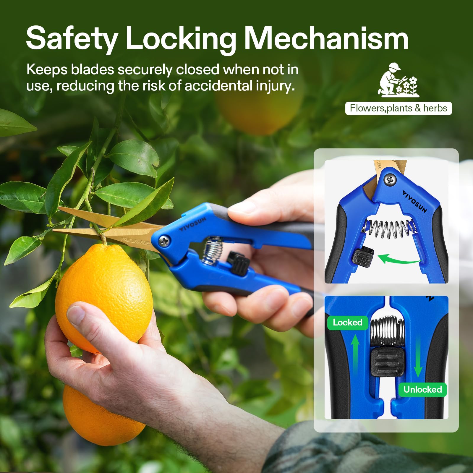 VIVOSUN one-hand precise cut design supports targeted trimming between stems.