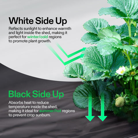 VIVOSUN Panda Film white side reflects light to boost efficiency.