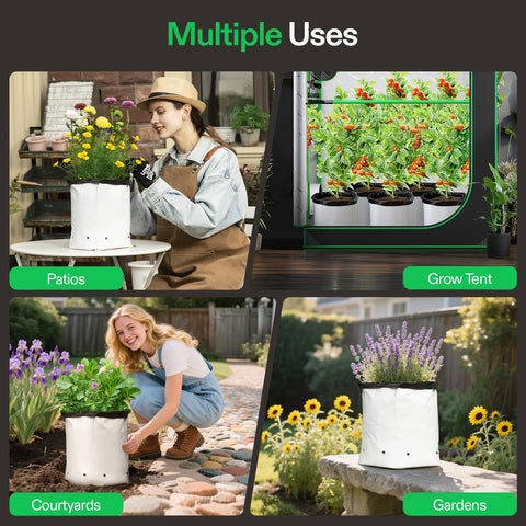 VIVOSUN grow bags shown on a patio for balcony gardening