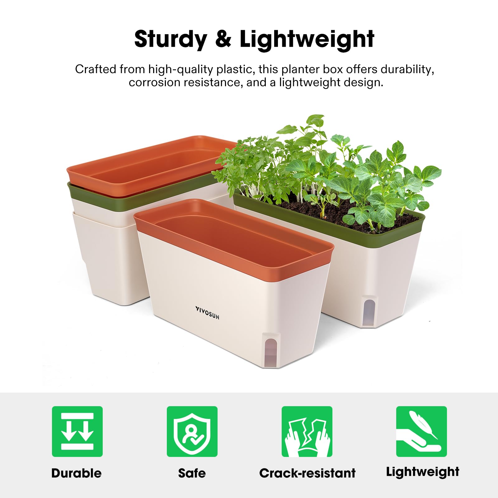 Set of 10 plant labels helps track growth and variety.