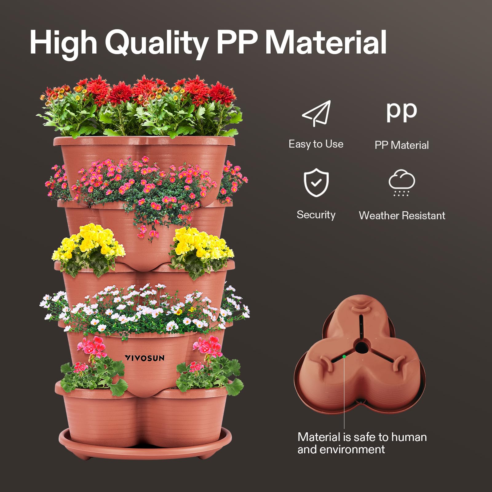 VIVOSUN planter hanging with chains for balcony setups
