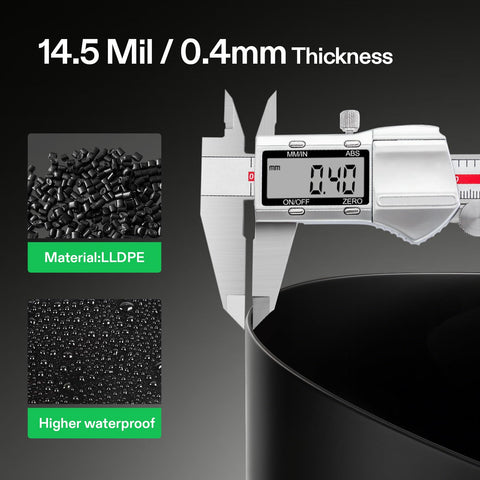 VIVOSUN black liner blocks soil intrusion helping protect fish and plants.