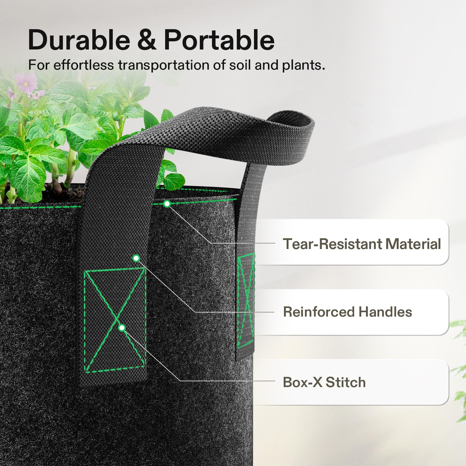 VIVOSUN portable grow bags in balcony garden setup