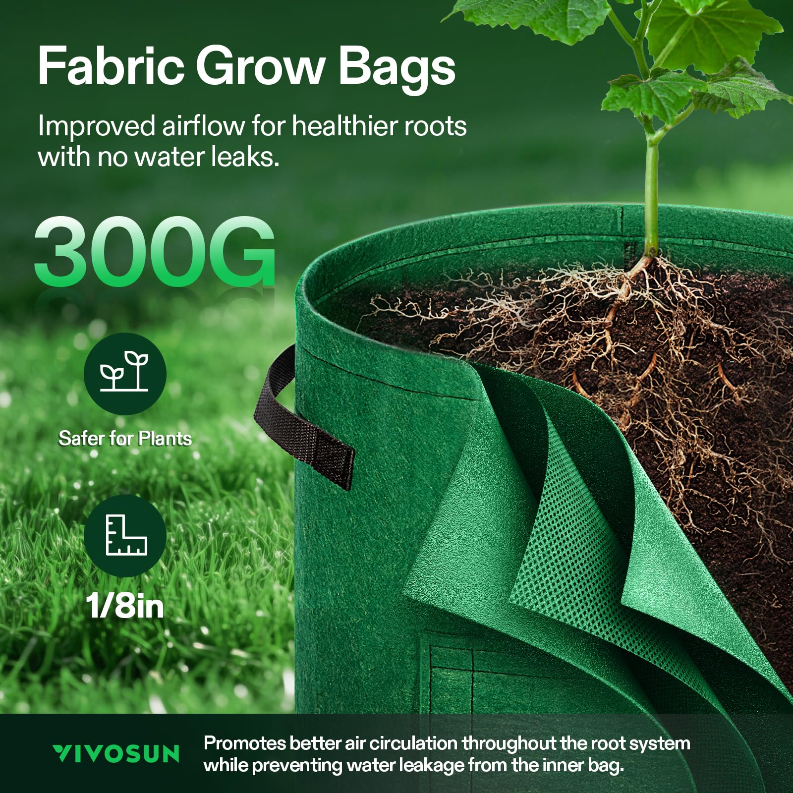 VIVOSUN potato bag with sturdy handle for portable garden options.