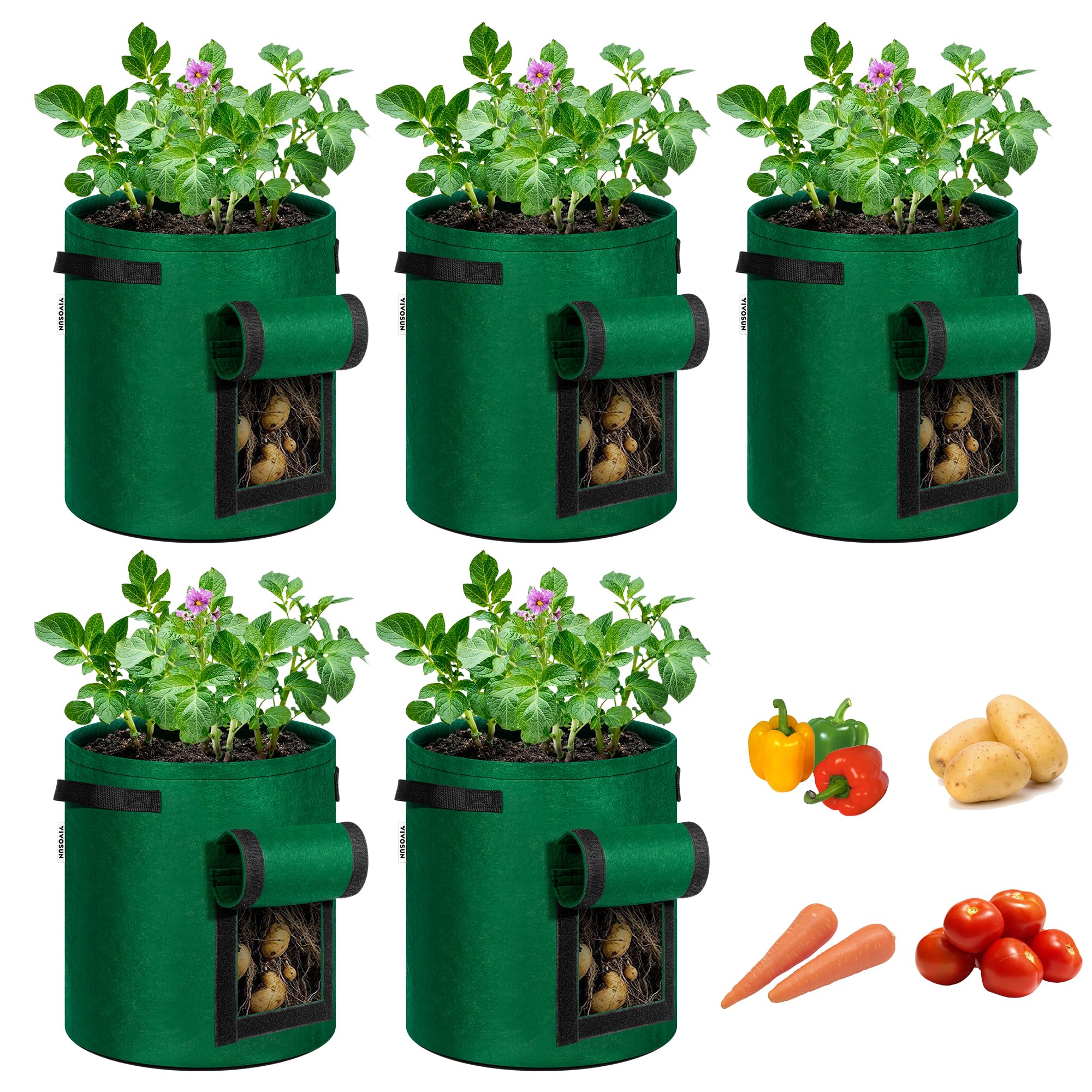 VIVOSUN potato grow bag with a sturdy handle for easy movement and placement.