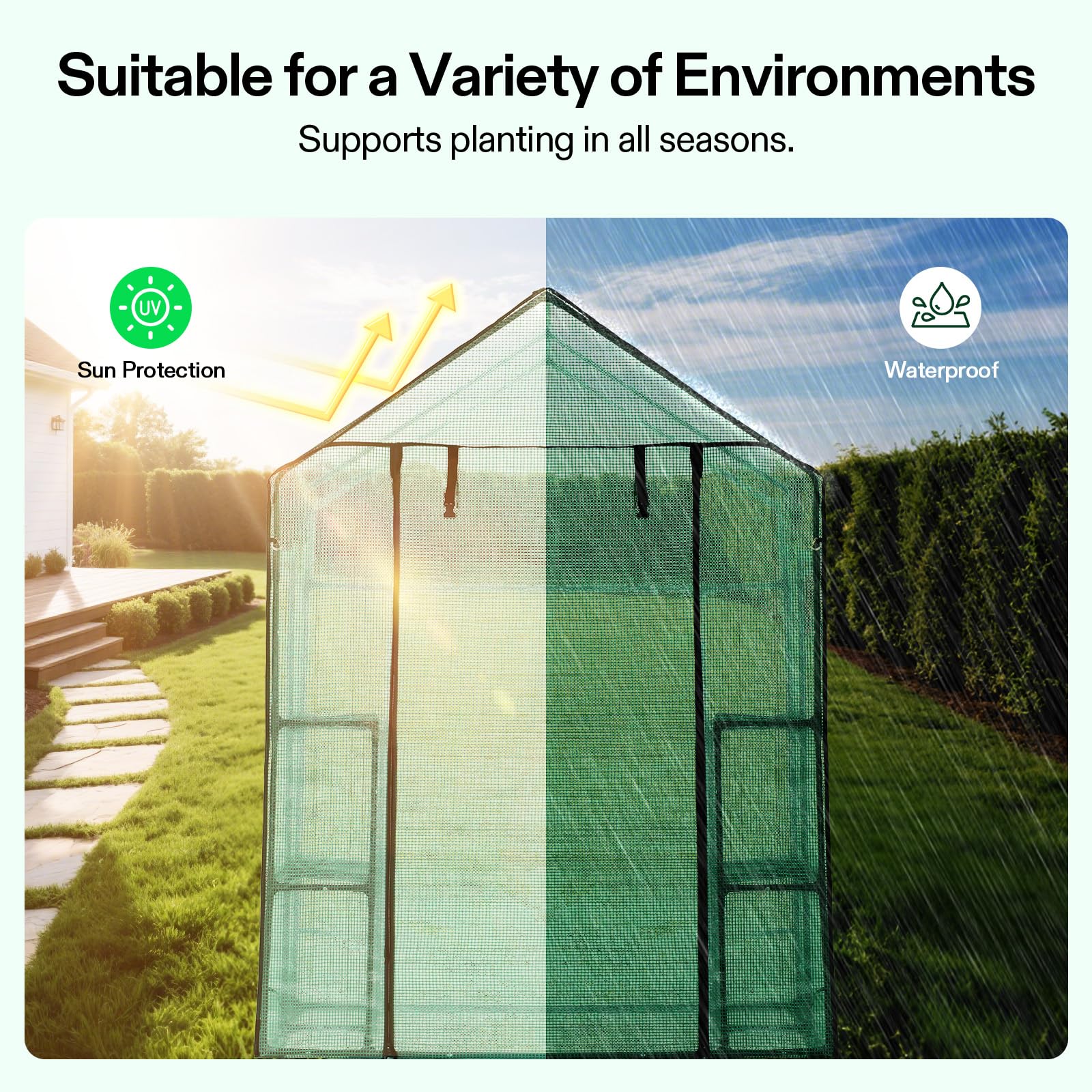 VIVOSUN powder-coated steel frame provides sturdy support