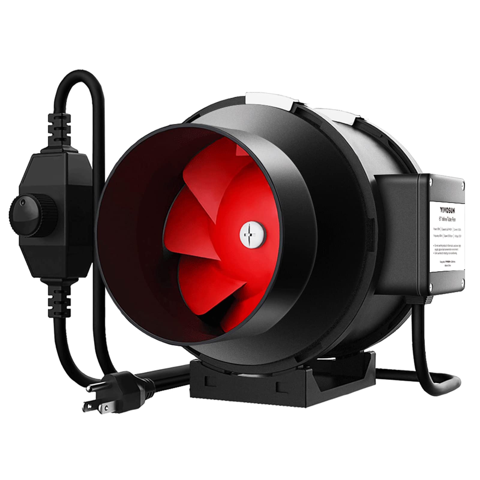 VIVOSUN R6 6-inch inline fan angle shot for strong airflow in tight spaces.