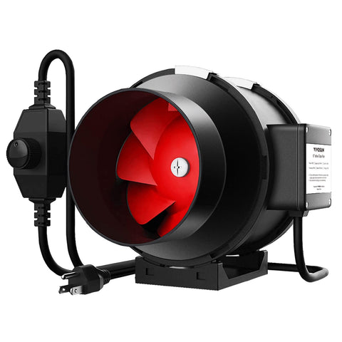 VIVOSUN R6 6-inch inline fan angle shot for strong airflow in tight spaces.