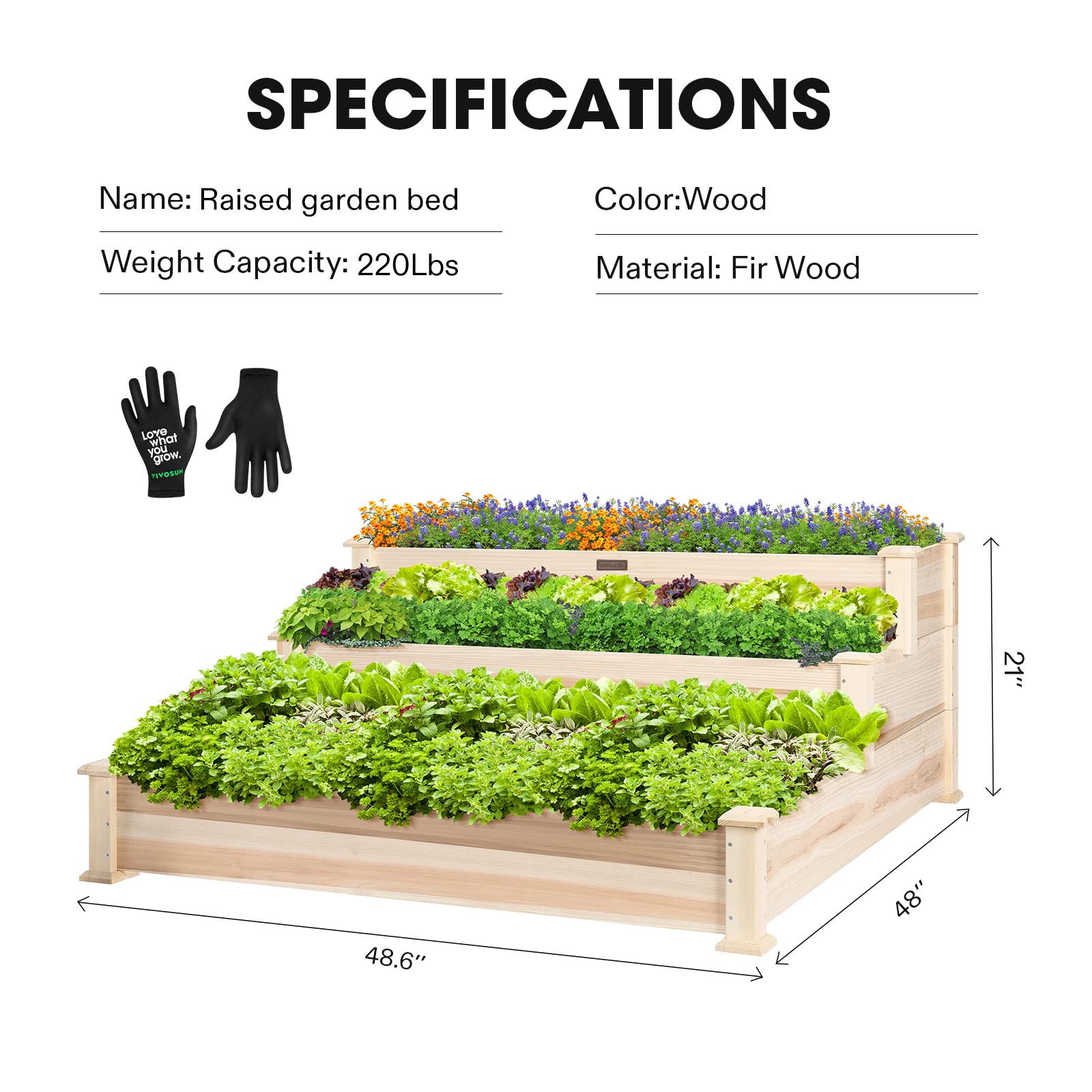 VIVOSUN customizable tiers keep herbs, veggies, and blooms separate.
