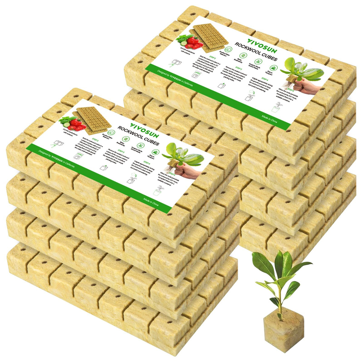 VIVOSUN 1.6 inch rockwool cubes for hydroponic rooting and propagation
