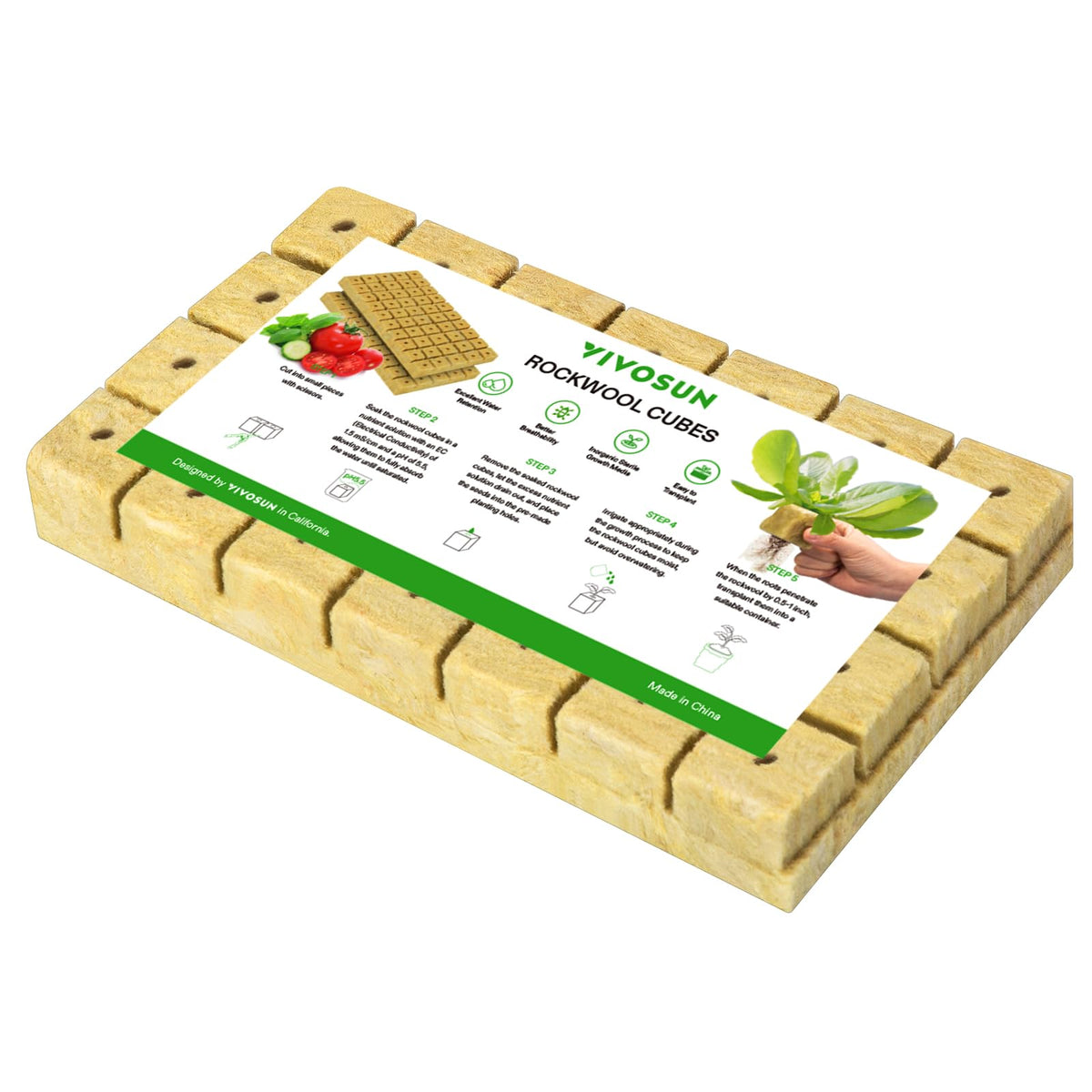 VIVOSUN rockwool cubes with 28 plugs for seed starting and cloning